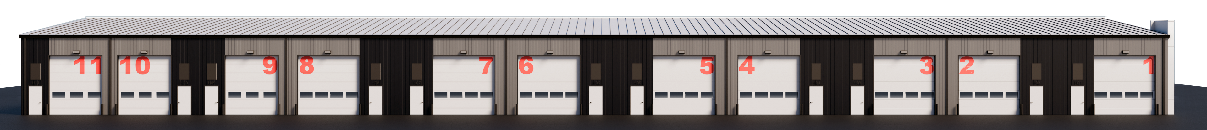 Illustration of long storage building layout
